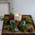 thumbnail image 6 of Vrorvz Christmas Table Wreath Artificial Leaves Candle Ring Garland for Indoor Decorations with Silk Cloth Material Suit for Holiday Centerpieces and Home Decor 11.8in Green, 6 of 6