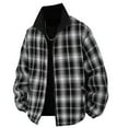 thumbnail image 6 of Donemore Men's Two-Sided Wear Solid Color & Plaid Pattern Full-Zip Pocket Windbreaker Jacket with Stand Collar, Long Sleeve Outdoor Casual Windproof Coat, 6 of 8