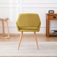 thumbnail image 3 of Velet Upholstered Side Dining Chair with Metal Leg(Yellow velet+Beech Wooden Printing Leg),KD backrest, 3 of 9