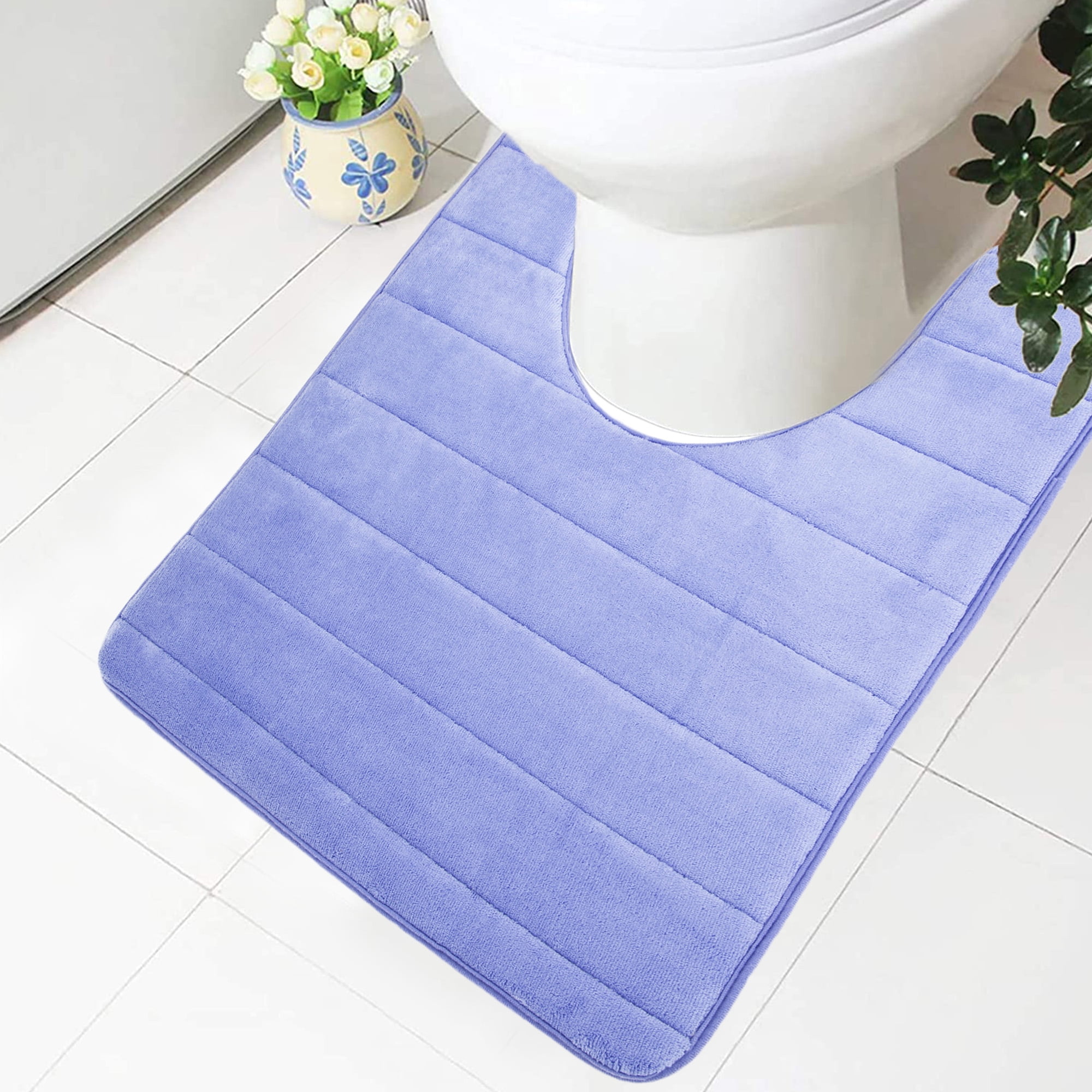 Memory Foam Anti Slip U-Shape Toilet Mat Washable Bathroom Floor Bath Pad Rugs 