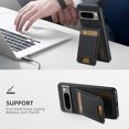 thumbnail image 4 of Wallet Case for Google Pixel 9 / 9 Pro, Magnetic Back Flip Cover Compatible with MagSafe, Premium PU Leather Slim Shockproof Protective Phone Case with Card Holder Kickstand, Black, 4 of 12
