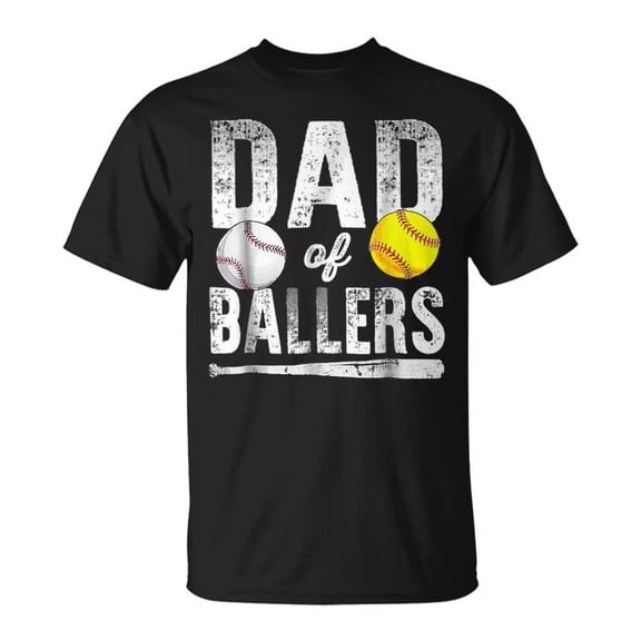 Retro Dad of Ballers Baseball Softball Father's Day Men's T-Shirt Vintage Sports Graphic Tee