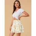 thumbnail image 4 of Minifalda floral Allegra K Tipo Patinadora cintura Elástica dobladillo volantes Mujer Blanco S, 4 of 6