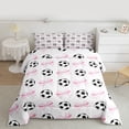 thumbnail image 3 of Feelyou Cartoon Football Print Bedding Comforter Set, Kawaii Pink Ribbon Twin Comforter Sets, Teens Kids Boys Girls Reversible Bedding Set, Breathable Home Decor, 2pcs, 3 of 9