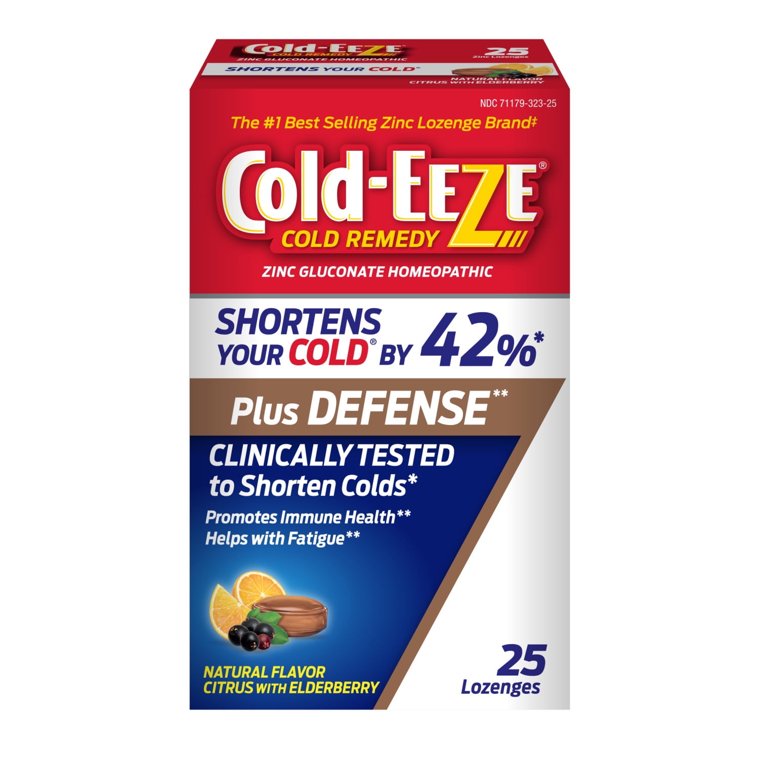 Cold-EEZE Plus Defense Zinc Lozgs, Natural Citrus Elderbry Flavor, 25 Ct