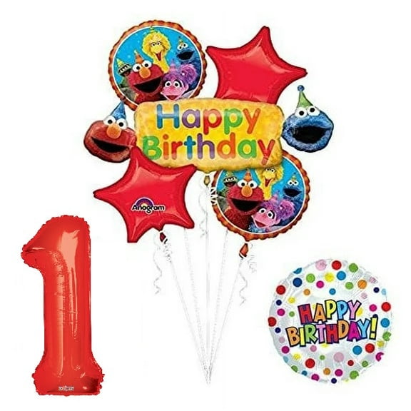 Sesame Street Elmo and Friends 1st Birthday Party Supplies Decorations Polka Dots Balloon Set