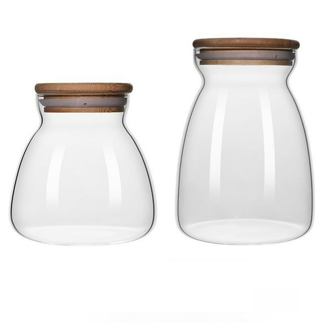 Frascos de almacenamiento de vidrio herméticos con tapa de corcho for especias, azúcar, sal, té, dulces (700ml y 1050ml), 2 uds.