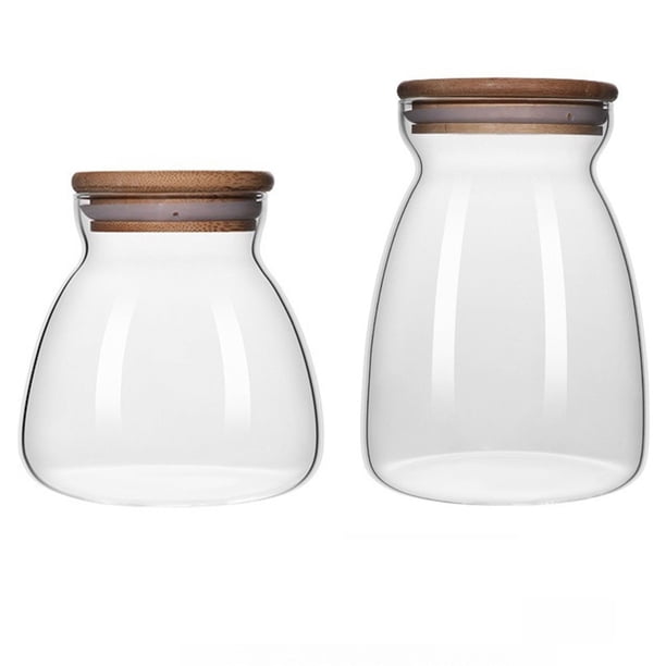 Frascos de almacenamiento de vidrio herméticos con tapa de corcho for especias, azúcar, sal, té, dulces (700ml y 1050ml), 2 uds.
