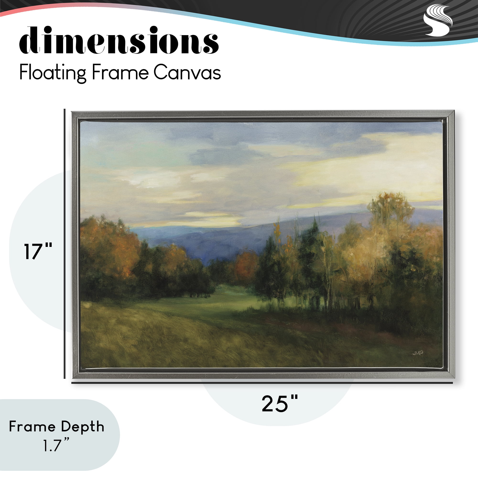Stupell Industries October Meadow Countryside Gray Framed Floater Canvas Wall Art, design by Julia Purinton