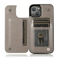 thumbnail image 3 of Feishell Back Case for iPhone 13 mini,Embossed Pattern PU Leather Wallet Phone Case with ID Credit Card Slots Shockproof Magnetic Buckle Back Flip Holder Protective Cover,Gray, 3 of 9