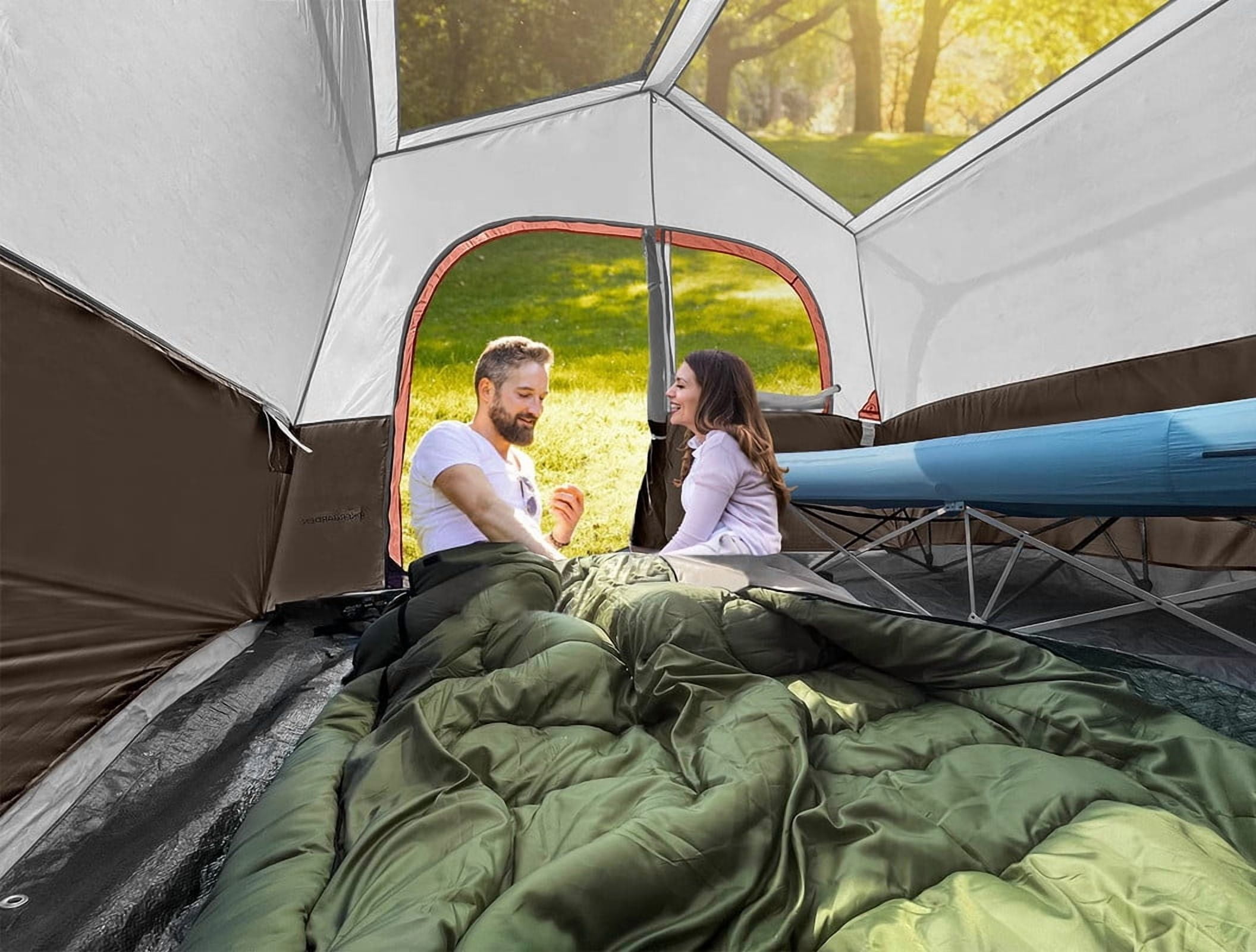 HIKERGARDEN 6 Person Camping Tent - Portable Easy Set Up Family Tent for Camp, Windproof Fabric Cabin Tent Outdoor for Hiking, Backpacking, Traveling