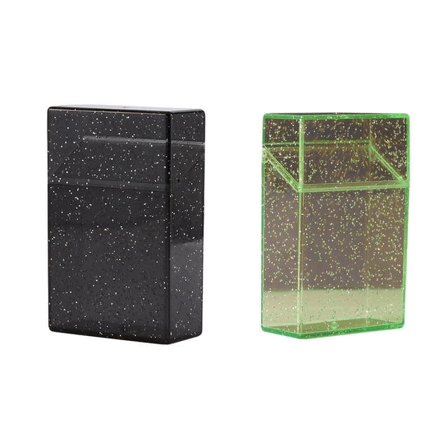 Estuche transparente para cigarrillos, 2 unidades, práctico y grueso, con tapa, ligero y práctico, para herramientas de fumar. Verde negro