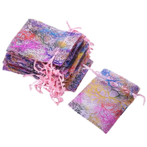 50/100 Sheer Coralline Organza Jewelry Pouch Wedding Party Favor Gift Bags 