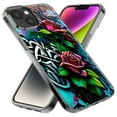thumbnail image 3 of MUNDAZE Case for Apple iPhone 15 Plus Hybrid Shockproof Slim Hard Soft TPU Shell Heavy Duty Protective Phone Cover - Red Roses Graffiti Painting Art, 3 of 5