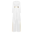 thumbnail image 2 of Linjinx Womens Liturgical Dance Costume Metallic Shiny Patchwork Irregular Dress with Wide-Leg Pants White XXL, 2 of 7