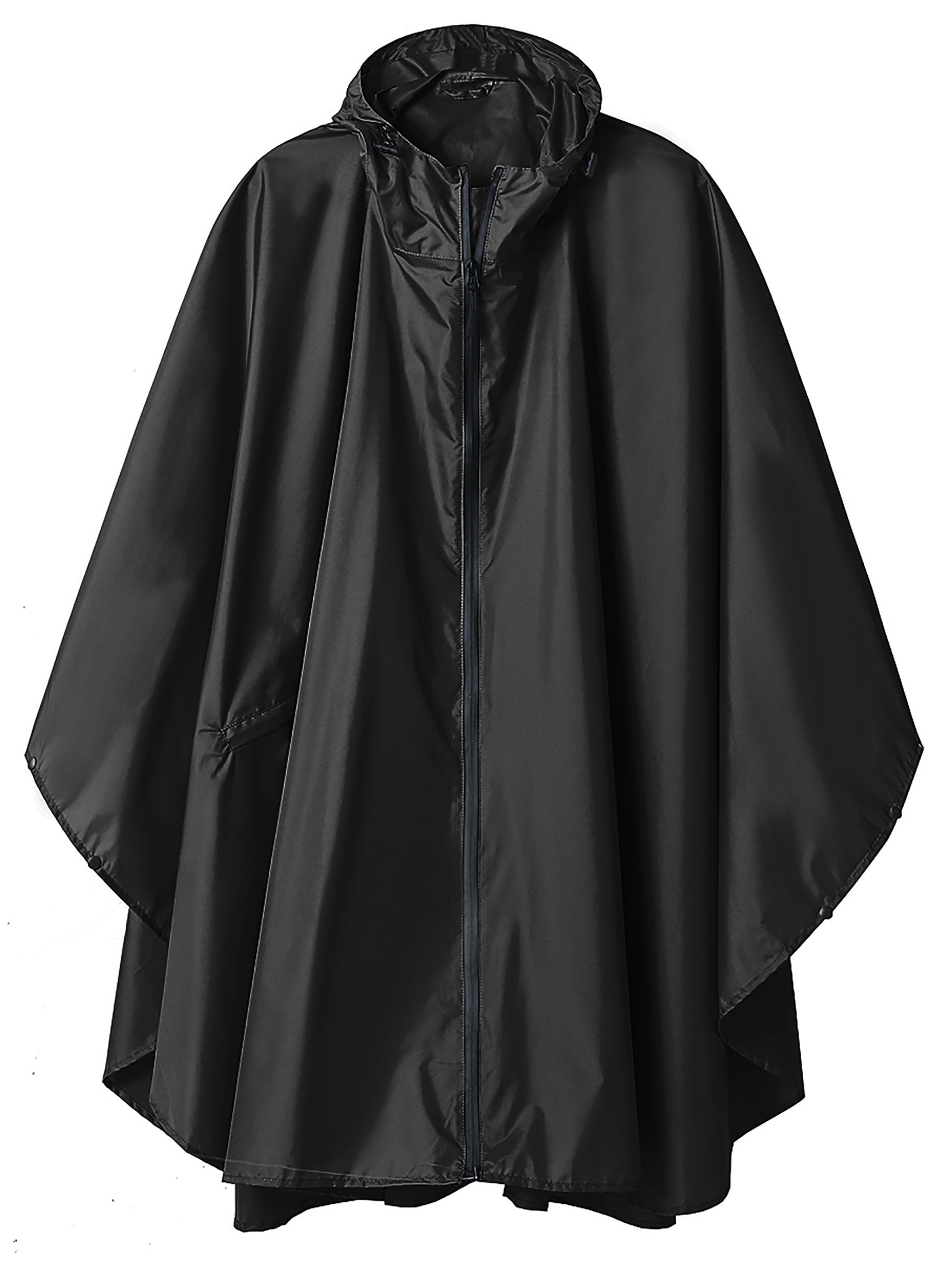 Poncho Waterproof Raincoat Jacket for Adults with Pockets Black Walmart.com