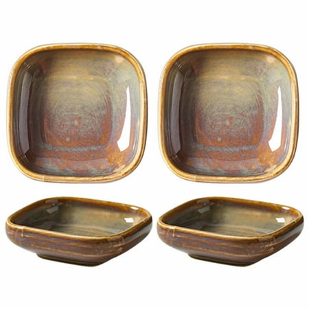 

Soy Sauce Dish Set Small Bowls For Side Dishes Small Condiment Bowls Dipping Bowls Floral Pattern Dip Bowls For Dessert Snack-brown-Set of 4