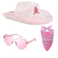 thumbnail image 2 of Women Cowboy Hat With Heart Sunglasses, Cowboy Costume Set For Cosplay Performance Party Teens Girls, 2 of 8