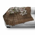 thumbnail image 3 of Almond Blossom Soft Flannel Fleece Blanket, Wooden Background with Flower Bloom Spring Nature Corsage Rustic, Cozy Plush for Indoor and Outdoor Use, 50" x 70", Green White and Brown, by Ambesonne, 3 of 6