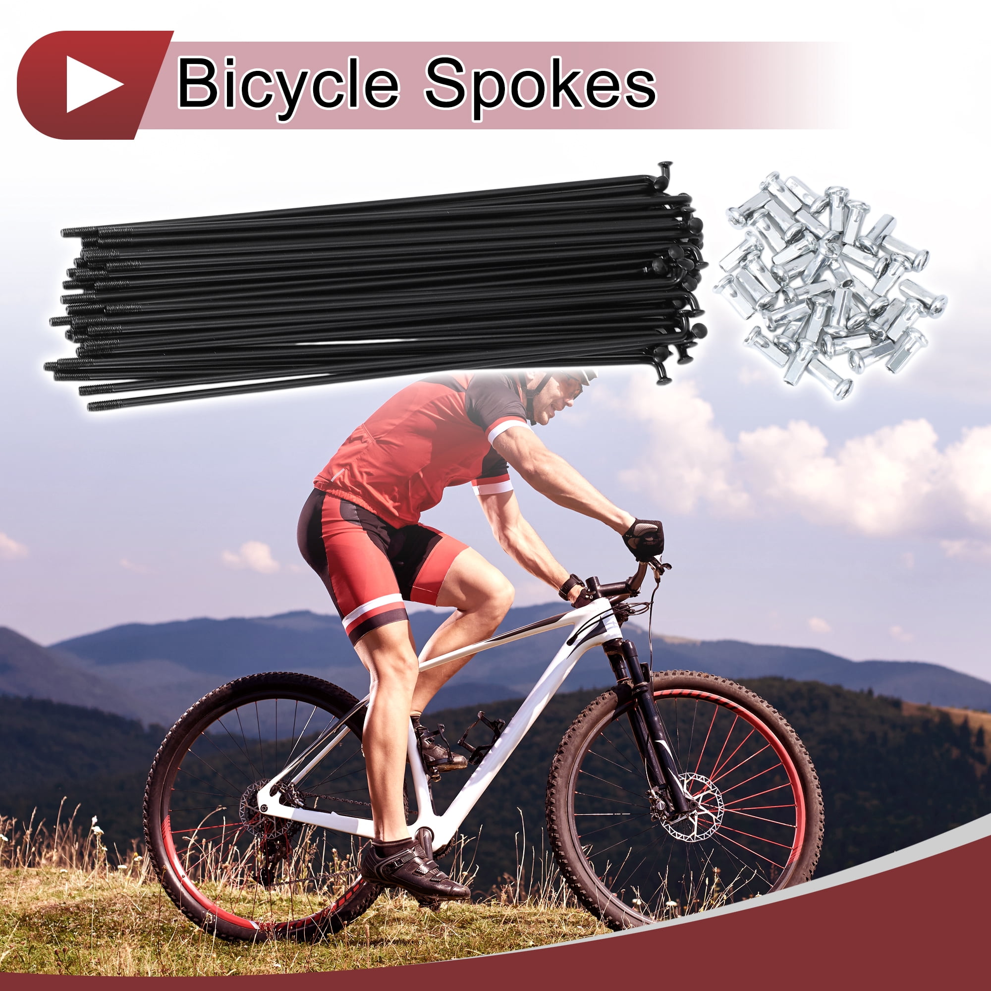 Unique Bargains 36 Set 12G Bicycle Spoke 12G Bike Wheel Spokes 45 Steel Black-165mm