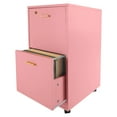 thumbnail image 3 of Lavish Home 2 Drawer File Cabinet - Rolling Filing Cabinet with Lock (Pink), 3 of 11