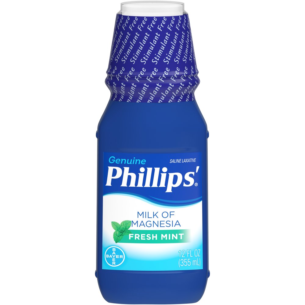Phillips Milk of Magnesia Laxative Antacid, Mint, 12 Ounces Walmart