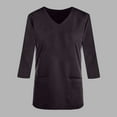 thumbnail image 5 of Htigea Scrubs for Women Solid Color V Neck 3/4 Sleeve Dressy Nursing Tops with Pocket Basic Workwear Uniform Shirts Wine,S, 5 of 5