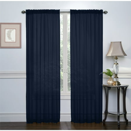 Ent Pocket Light Basic - 2 Pack: Regal Home Collections Basic Rod Pocket Sheer Voile Curtains - Navy