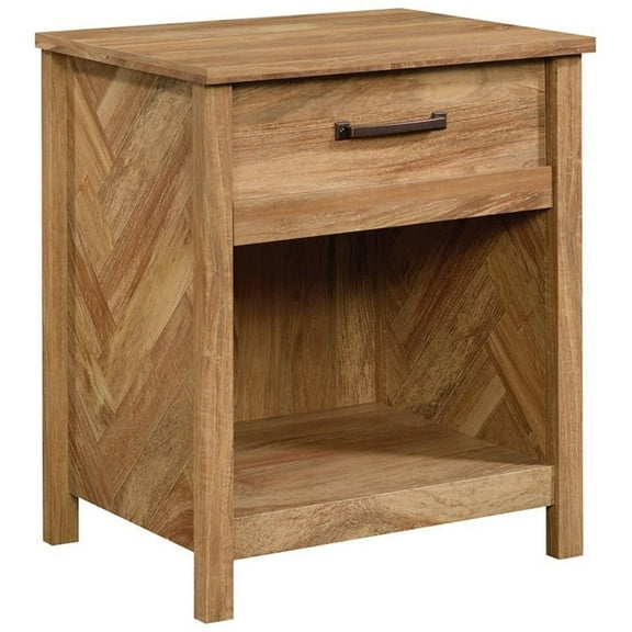 Pemberly Row Coastal Engineered Wood Nightstand in Sindoori Mango/Natural