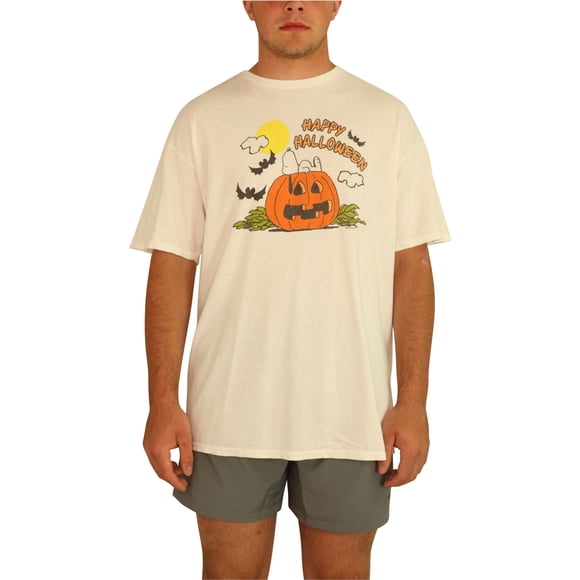 Junk Food - Camiseta con gráfico de Snoopy para hombre, diseño de feliz Halloween, color blanco, pequeña