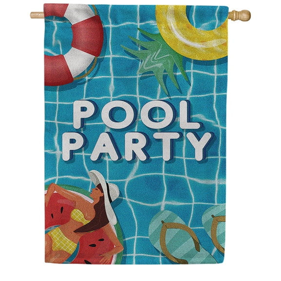 America Forever Pool Party House Flag 28 x 40 inch Double Sided Life is Better at the Lifebuoy Swim or Float Yard Outdoor Decorative Summertime Enjoy Flag