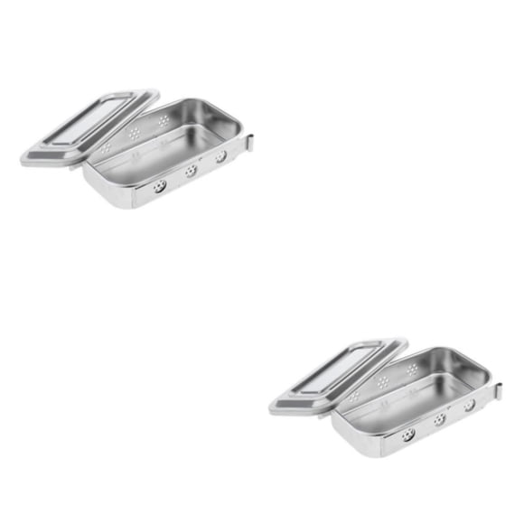 Greeniant Caja de orificios de almacenamiento de instrumentos de acero con herramientas de tapa Veterinaria #A Tipo 1 2Conjunto