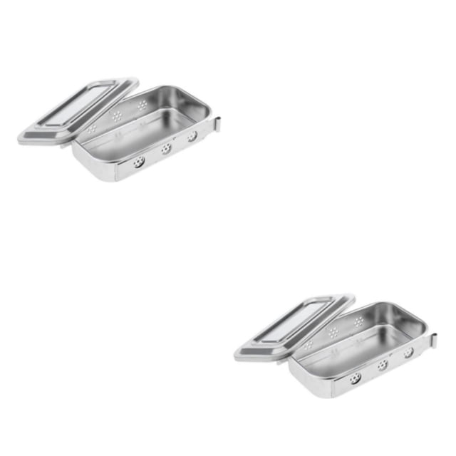 Greeniant Caja de orificios de almacenamiento de instrumentos de acero con herramientas de tapa Veterinaria #A Tipo 1 2Conjunto