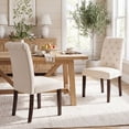 thumbnail image 6 of Upholstered Parsons Dining Chairs Set of 2, Button Tufted High Back Kitchen Side Chair for Dining Room, Beige, 6 of 7