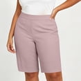 thumbnail image 6 of Zpzdpjkx Women's Plus Size Solid Bermuda Shorts with Pockets High Waist Stretch Knee‑Length Casual Yoga Hiking Shorts, 6 of 10