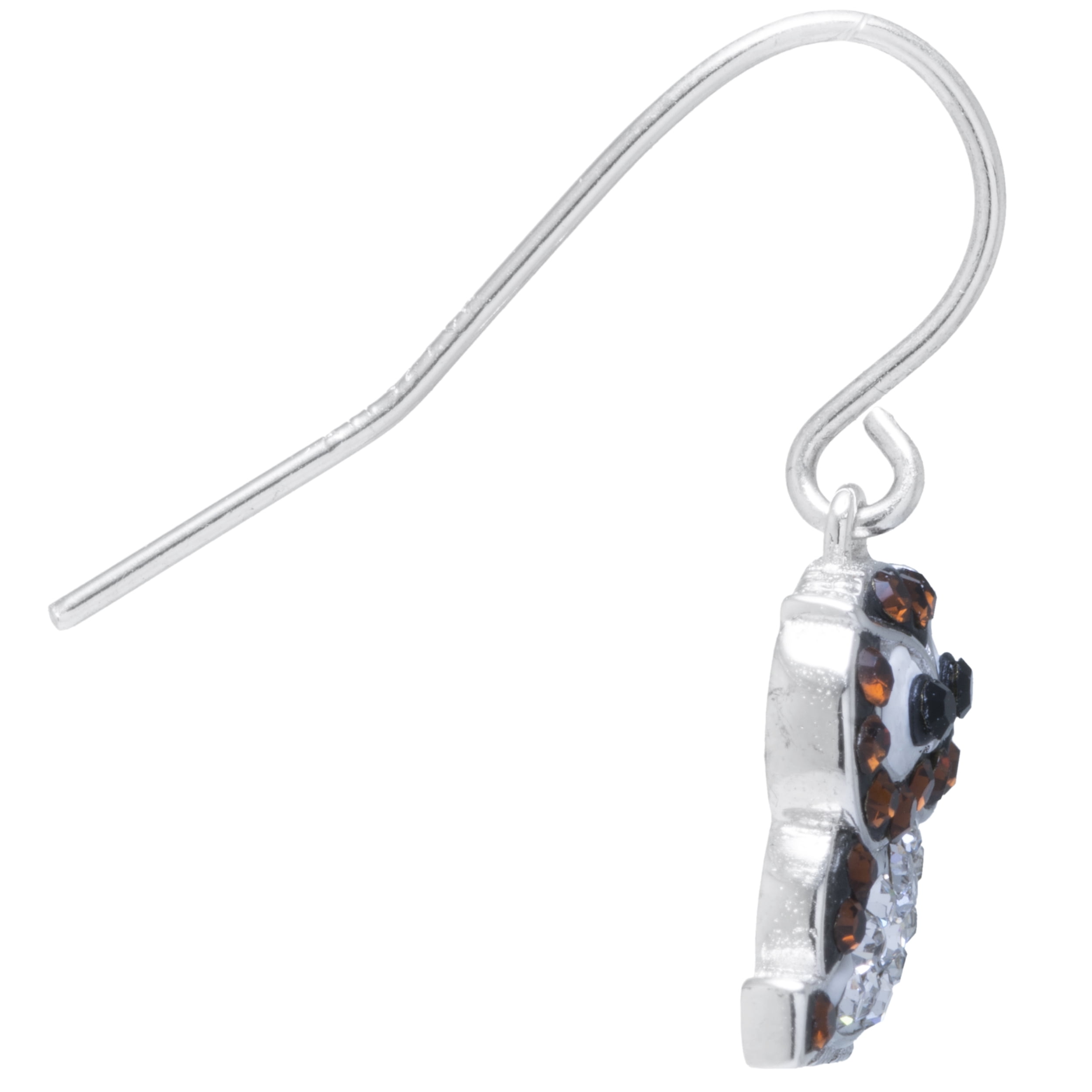 Marisol & Poppy Crystal Owl Drop Earrings in Sterling Silver for Women, Teen