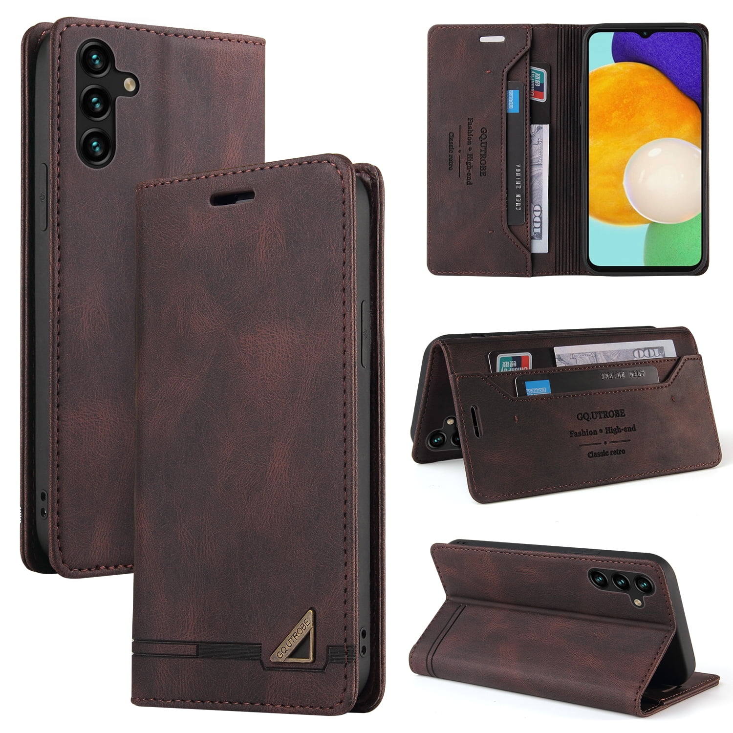 classic high quality leather wallet card slot case for Samsung galaxy