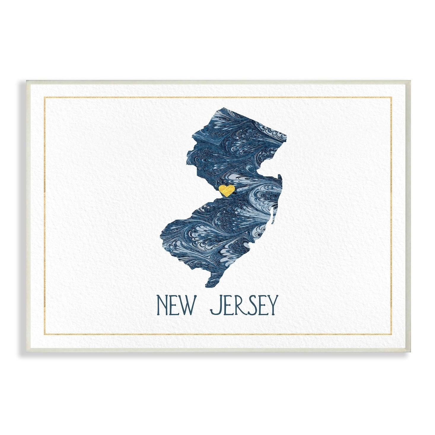 The Stupell Home Decor New Jersey Minimal Blue Marbled Paper Silhouette Wall Plaque Art