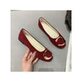 thumbnail image 3 of Bellella Women Flats Square Toe Flat Shoes Comfort Casual Shoe Faux Suede Pumps Party Formal Wine Red 7, 3 of 4