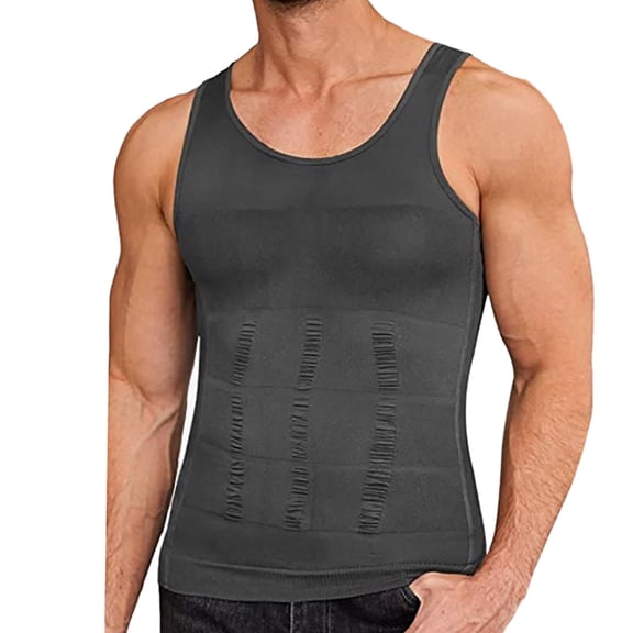T Shirts for Man Compression Shirt Sleeveless Vest Tummy Tank Top Body Shaper Abs Abdo Shaperwear Seamless Tshirts
