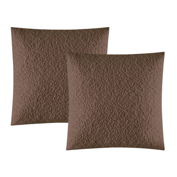 Mainstays 18"x18" Boucle Decorative Throw Pillow Cover- 2Pk- Warm Browny