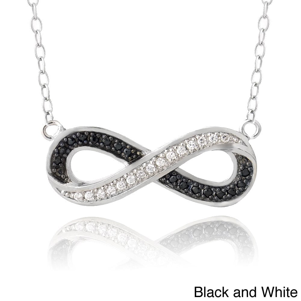 925 Sterling Silver Vertical Infinity Black CZ Necklace