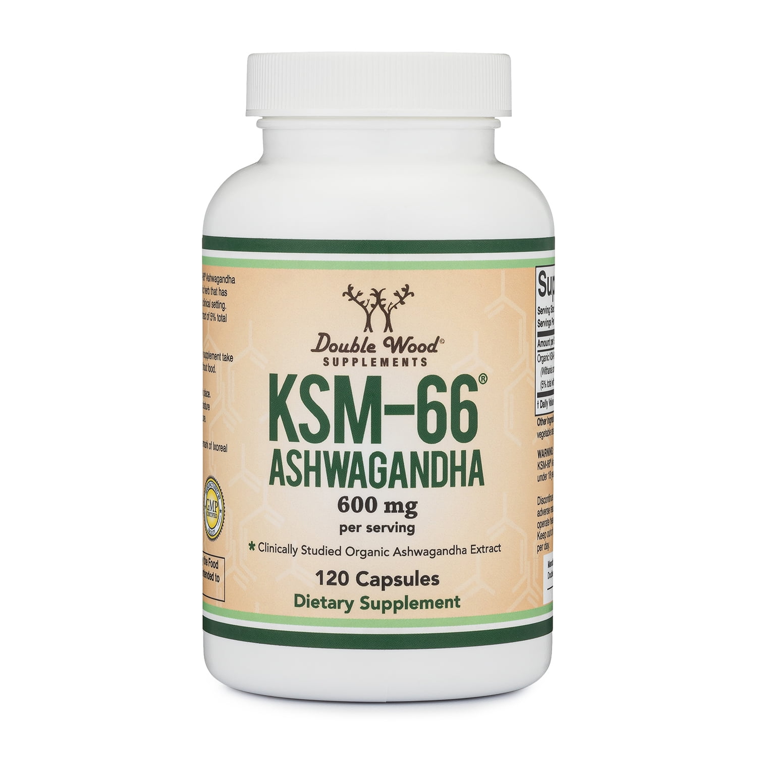 KSM-66 Ashwagandha, Supports Anxiety & Stress, Active Lifestyle & Fitness, Men's Health, 60 Servings, 120 x 300mg Capsules, Double Wood Supplements