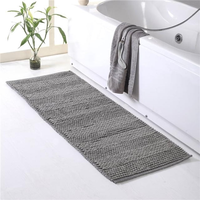 Affinity Linens LBD22X60RG-SVL Braided & Loop Chenille Oversized Bath Rug, Silver - 22 x 60 in.