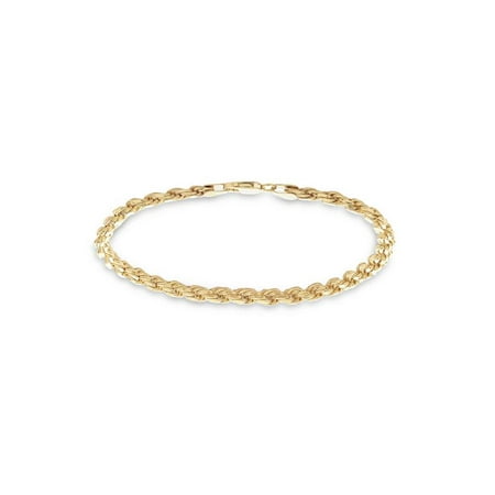 - Gold over Sterling Silver Diamond Cut Rope Chain Bracelet 7.5 inches