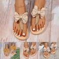 thumbnail image 6 of Bow Flats Flip Flop Sandals for Women Girls 2025 Summer Beach Casual Straw Sole Thong Dressy Sandals, 6 of 7
