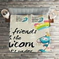 thumbnail image 2 of Ambesonne Unicorn Quilted Coverlet 3 Pcs, Dreamer Pony, King Size, Cream Blue Black, 2 of 2