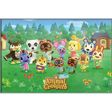Animal Crossing: New Horizons - Framed Gaming Poster (Character Line-Up) (Silver Aluminum Frame)
