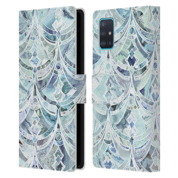 Head Case Designs Officially Licensed Micklyn Le Feuvre Marble Patterns Ice And Diamonds Art Deco Pattern Leather Book Case Compatible with Samsung Galaxy A51 (2019)