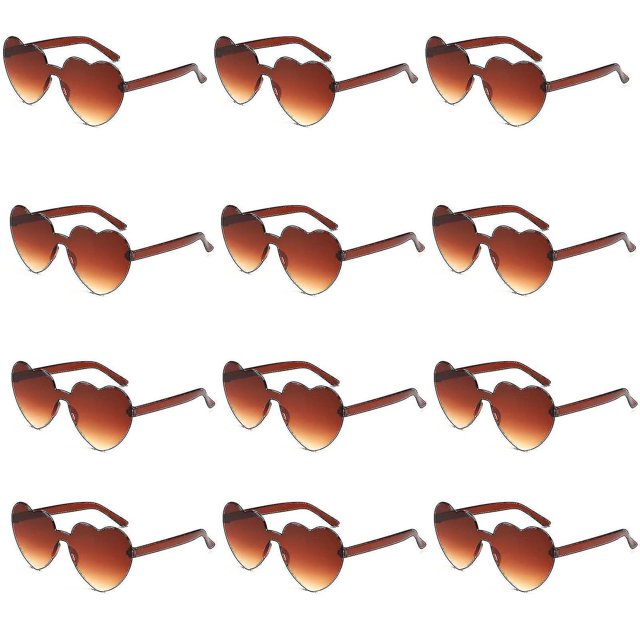 Gafas de sol en forma de corazón Gafas de corazón sin montura Gafas de sol divertidas y coloridas transparentes para el regalo de despedida de soltera de las mujeres (hy)